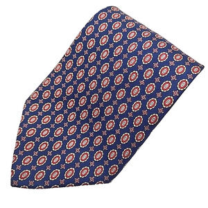 Torriani Silk Necktie, Blue-Red Patterned - Italy - Like New